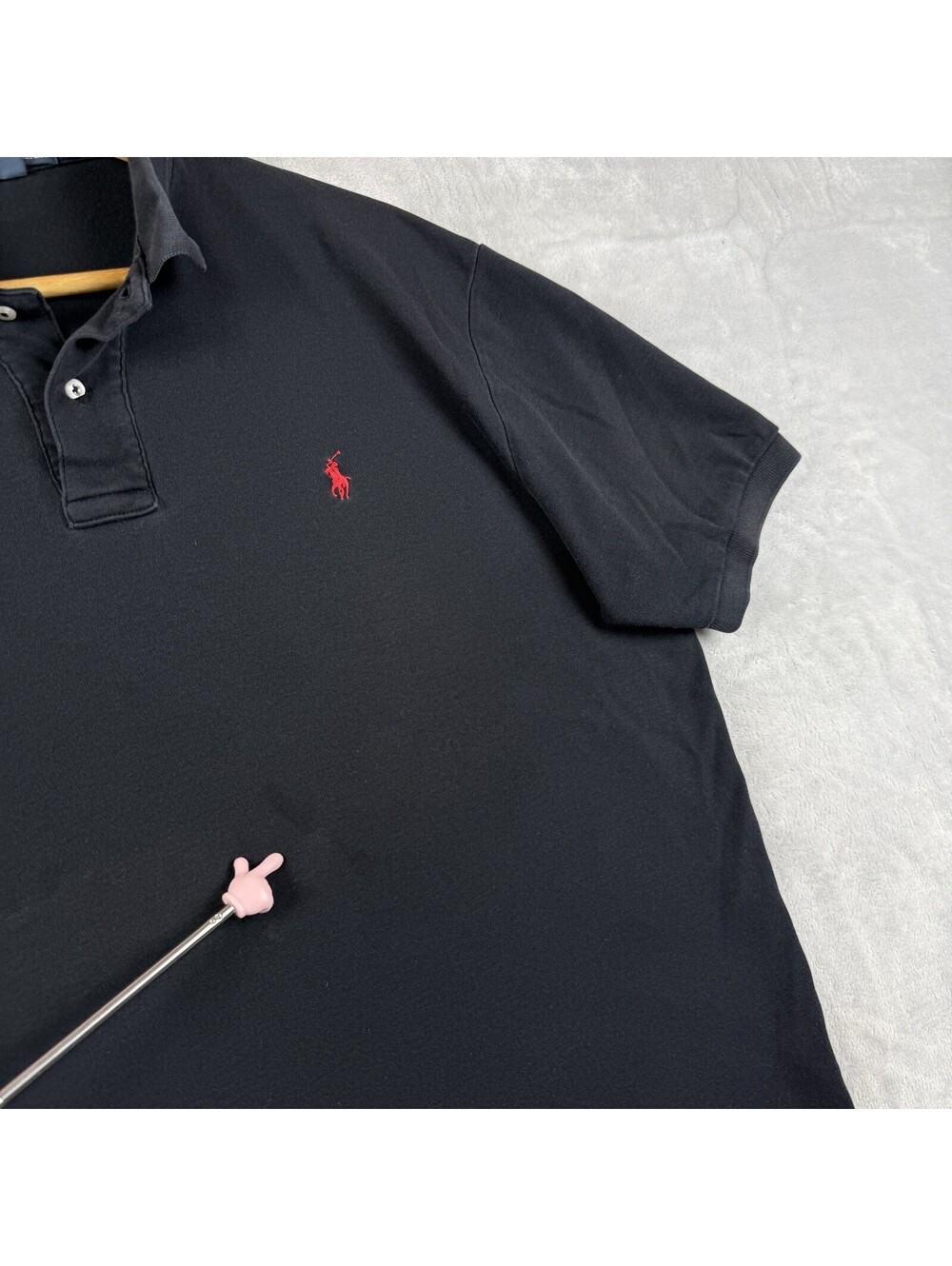 VTG Polo Ralph Lauren Men Polo Shirt Black Red Pony Cotton Retro Preepy Golfwear - Picture 3 of 8